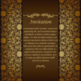 Retro floral invitation vector 04