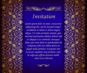 Retro floral invitation vector 05