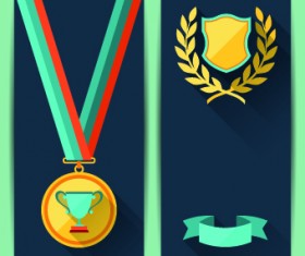 Medals objects design vector 02