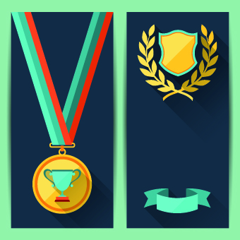 Medals objects design vector 02