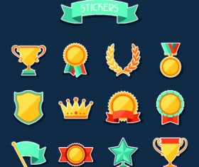 Medals objects design vector 05