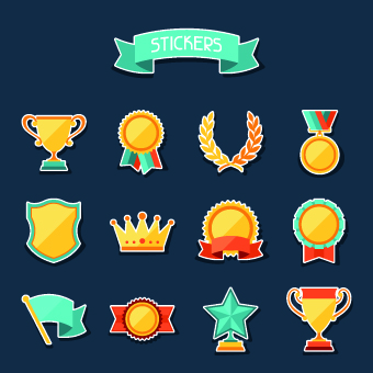 Medals objects design vector 05