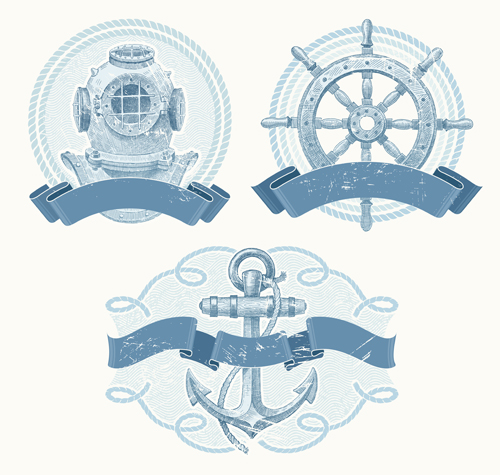 Hand drawn nautical objects vector 01