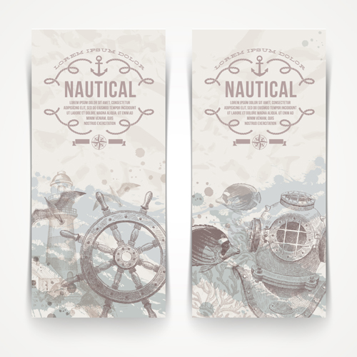 Hand drawn nautical objects vector 03