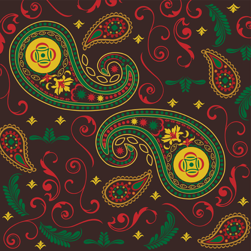 Ornate paisley pattern vector 04