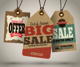 Vintage cardboard sale tags vector 02