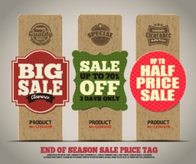 Vintage cardboard sale tags vector 03
