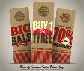 Vintage cardboard sale tags vector 04