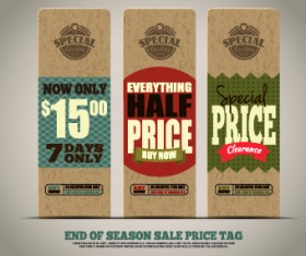 Vintage cardboard sale tags vector 05