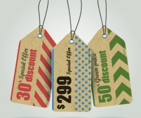 Vintage cardboard sale tags vector 07
