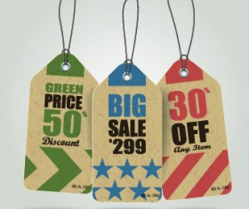 Vintage cardboard sale tags vector 08