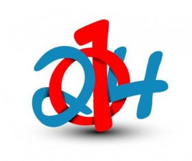 2014 New Year text design vector 02