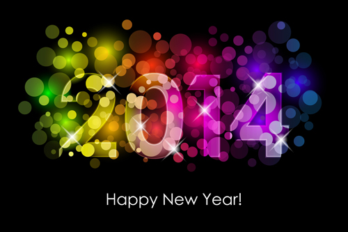 Creative 2014 New Year vector background set 02