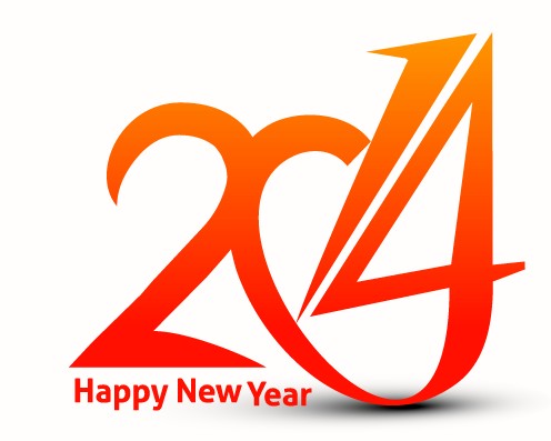 2014 New Year text design vector 03