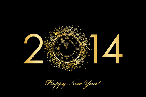 Creative 2014 New Year vector background set 07