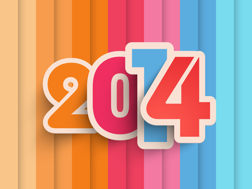 Creative 2014 New Year vector background set 08