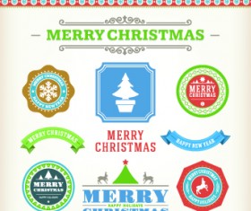 Vintage 2014 Christmas decoration and labels vector 01