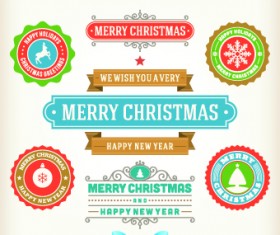 Vintage 2014 Christmas decoration and labels vector 03