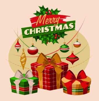 2014 Christmas vintage objects vector 02