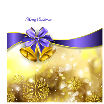 2014 Christmas ribbon and bell background 02