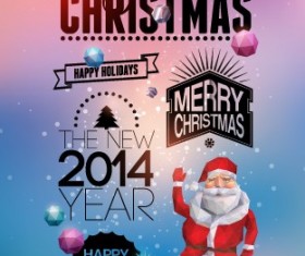2014 Merry Christmas Poster design elements vector 01