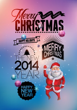 2014 Merry Christmas Poster design elements vector 01