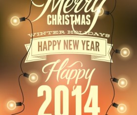 2014 Merry Christmas Poster design elements vector 03