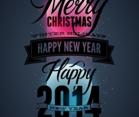 2014 Merry Christmas Poster design elements vector 04
