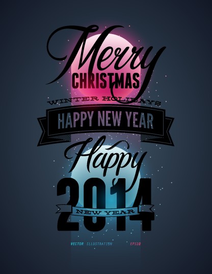 2014 Merry Christmas Poster design elements vector 04
