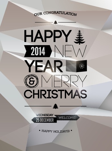 2014 Merry Christmas Poster design elements vector 05