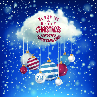 2014 Merry Christmas decor ball vector background 02