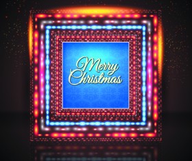 2014 New Year Christmas Colored light frame vector 01
