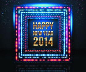 2014 New Year Christmas Colored light frame vector 02
