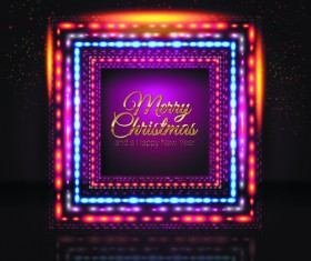 2014 New Year Christmas Colored light frame vector 03