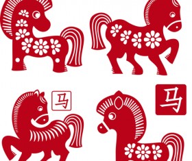 Vector set of 2014 Years Horse design elements 02