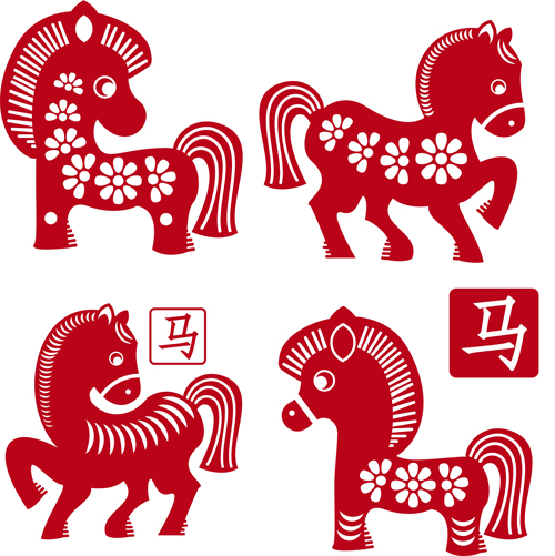 Vector set of 2014 Years Horse design elements 02