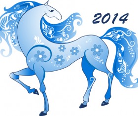Vector set of 2014 Years Horse design elements 03