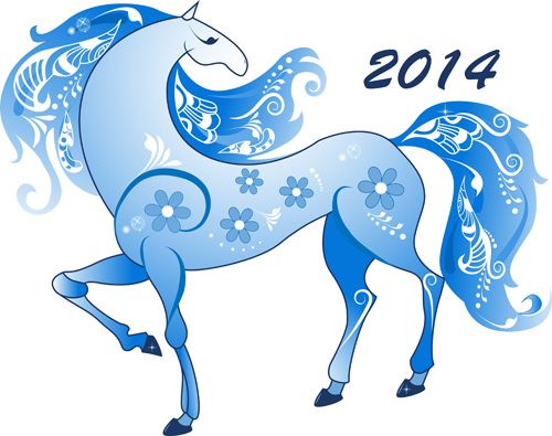 Vector set of 2014 Years Horse design elements 03
