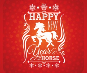 Vector set of 2014 Years Horse design elements 04