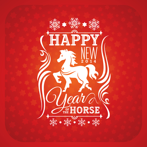 Vector set of 2014 Years Horse design elements 04