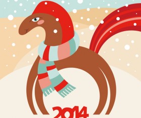 Vector set of 2014 Years Horse design elements 06