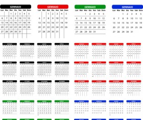 Italian Version Calendar 2014 vector set 01