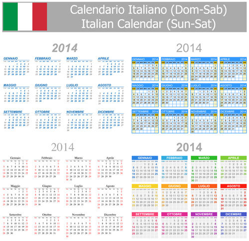 Italian Version Calendar 2014 vector set 03