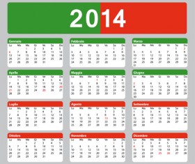 Italian Version Calendar 2014 vector set 05