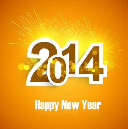 2014 New Year Text design background set 03