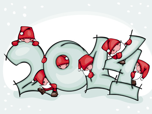 2014 New Year creative design vectors 02