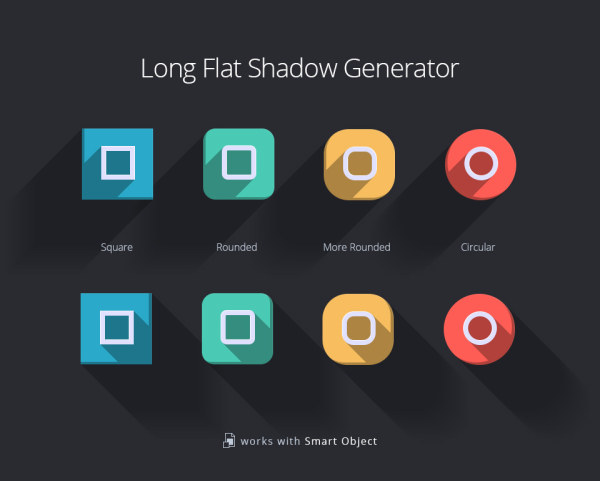 Colored Long Flat Shadow icons