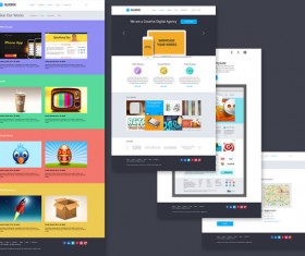 Flat website template psd