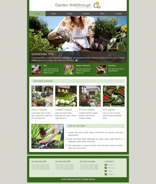 Gardening website psd template