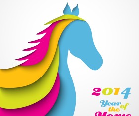 Abstract Horse 2014 New Year Background Vector 02